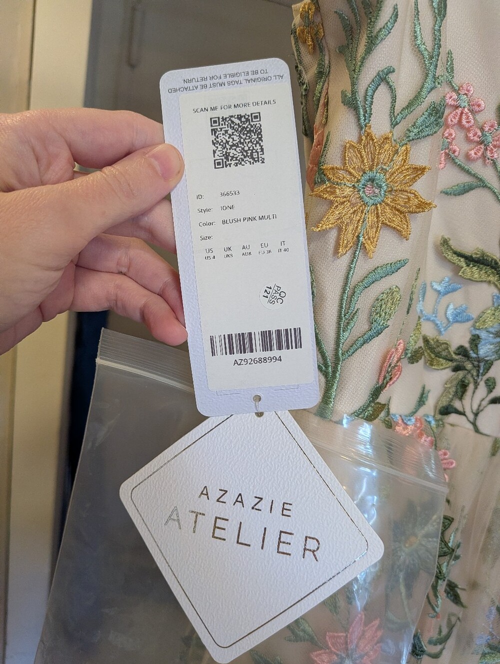 NWT Azazie Blush 3d Floral Dress - Picture 7 of 7